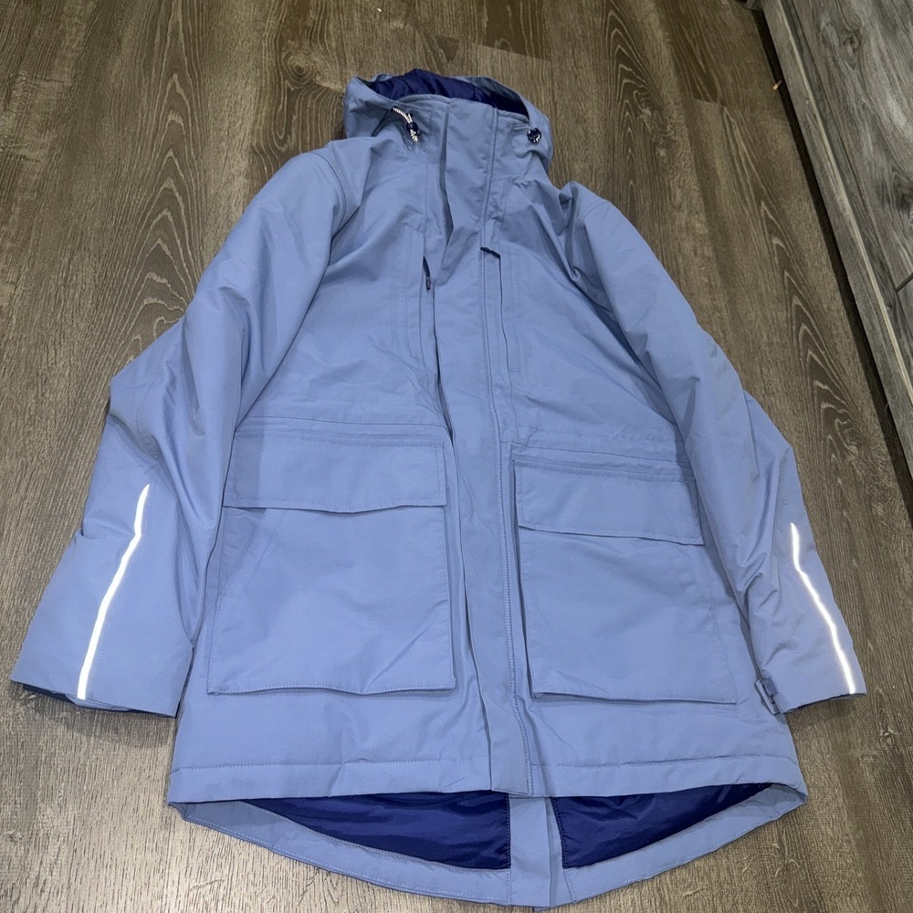 Lands End Squall Parka Blue Hooded Insulated Winter Jacket Coat Men's M Pockets
